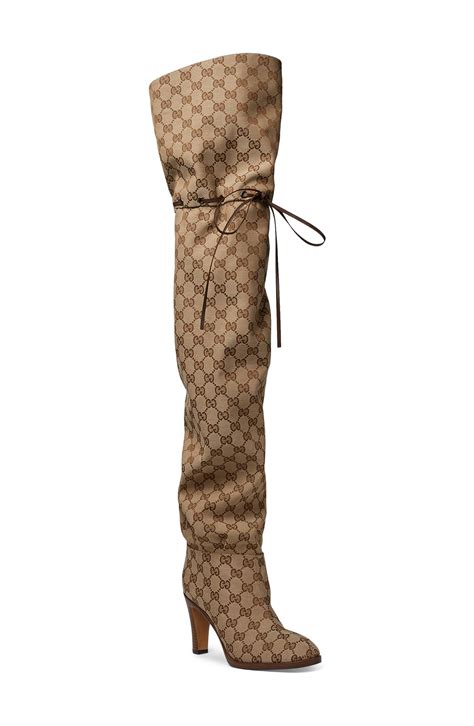 gucci canvas over the knee boots replica|gucci print thigh high boots.